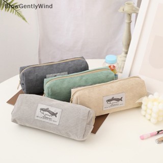 Blowgentlywind กระเป๋าดินสอ ผ้าลูกฟูก ขนาดใหญ่ จุของได้เยอะ ลายฉลาม สําหรับใส่เครื่องเขียน ปากกา