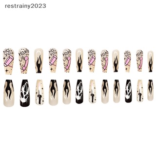 [restrainy] เล็บปลอม ลายฮาโลวีน สําหรับตกแต่งเล็บ 24 ชิ้น