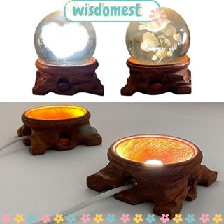 WISDOMEST ฐานลูกบอลคริสตัล USB LED สําหรับงานฝีมือ