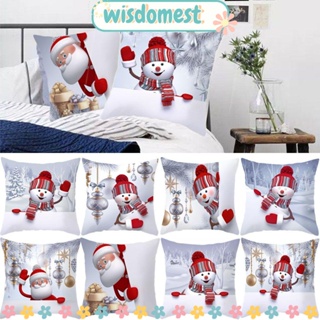 Wisdomest ปลอกหมอน ลายคริสต์มาส สโนว์แมน ขนาด 45x45 ซม. สําหรับตกแต่งบ้าน ห้องนั่งเล่น รถยนต์