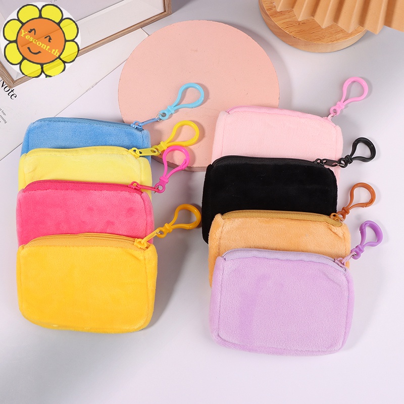 Yescont กระเป๋าสตางค์ กระเป๋าใส่เหรียญ หูฟัง กุญแจ ทรงสี่เหลี่ยม สีแคนดี้ น่ารัก สไตล์มินิมอล สําหรับผู้หญิง TH