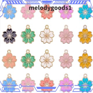 Melodygoods1 จี้ดอกไม้ โลหะผสม และเคลือบ สีชมพู สีแดง สีฟ้า สีดํา สีขาว สําหรับคนรักงานฝีมือ