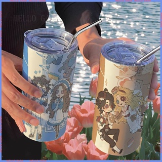 🥤Animation Peripheral Limited 🥤Thermos Cup🥤กระติกน้ําร้อนสเตนเลส แบบพกพา พร้อมหลอดดูด คุณภาพสูง สําหรับผู้หญิง