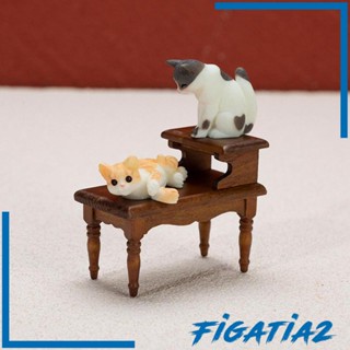 [Figatia2] โต๊ะน้ําชา แบบไม้ สองชั้น ขนาดเล็ก 12 ชั้น สําหรับบ้านตุ๊กตา ห้องเรียน DIY