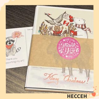 Hecceh การ์ดกระดาษ ทรงสี่เหลี่ยม ลายสัตว์น่ารัก สร้างสรรค์ DIY สําหรับตกแต่งปาร์ตี้คริสต์มาส