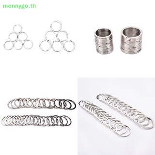 Monnygo พวงกุญแจสเตนเลส ทรงกลม สีเงิน 2 ขนาด DIY 100 ชิ้น ต่อชุด TH