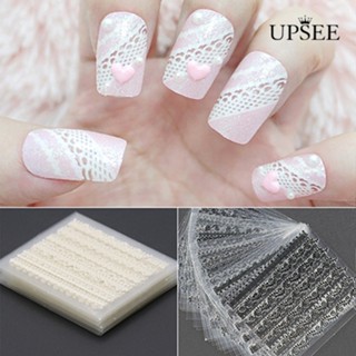 Upsee❤สติกเกอร์ลูกไม้ 3D สีดํา สีขาว สําหรับตกแต่งเล็บ DIY 30 แผ่น