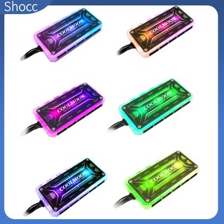 Shocc Coolmoon RGB รีโมตคอนโทรล Dc12v 5a Led พัดลมอัจฉริยะ พร้อมพอร์ตพัดลม 6-pin 10 ชิ้น แถบไฟ 4-pin 2 ชิ้น