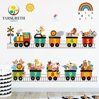 Tarsureth สติกเกอร์ไวนิล ตัวเลขรถไฟ DIY สําหรับติดตกแต่งผนังบ้าน ห้องนั่งเล่น ห้องเด็กเล่น