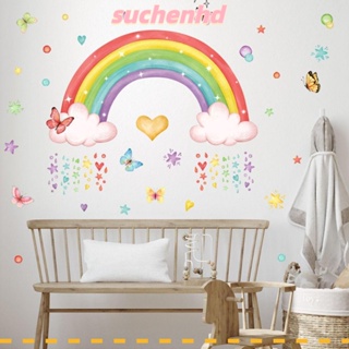 Suchenhd สติกเกอร์ติดผนัง PVC ลายการ์ตูนน่ารัก สีรุ้ง กันน้ํา ลอกออกได้ หลากสี สําหรับตกแต่งห้องนอนเด็ก เนอสเซอรี่