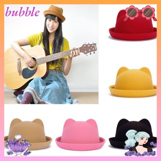 Bubble หมวกหูแมว ผ้าขนสัตว์ ให้ความอบอุ่น สีพื้น ของขวัญคริสต์มาส ฤดูหนาว สําหรับผู้หญิง