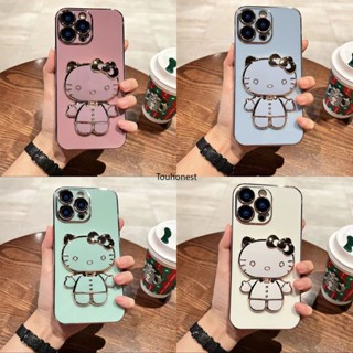 เคส For Apple เคสไอโฟน iPhone 14 Pro Max เคส iPhone 15 Pro Max เคส iPhone 14 Plus Casing iPhone 15 Plus Case iPhone 7 8 Case iPhone SE Case Cute Anime Cartoon Vanity Mirror Hello Kitty Holder Phone Cover Cases Case With Metal Sheet TK โทรศัพท์มือถือ