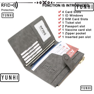 Yunhi RFID ปกหนังสือเดินทาง ปกหนัง แบบพกพา จัดระเบียบเอกสาร