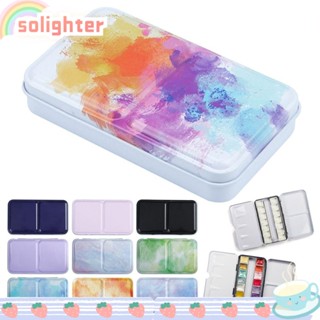 Solighter กล่องเหล็กเปล่า สําหรับใส่สีน้ํา แบบพกพา หลากสี DIY