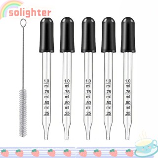 Solighter หลอดหยดยา น้ํามันหอมระเหย ปลายตรง แบบหนา ทนทาน 5 ชิ้น