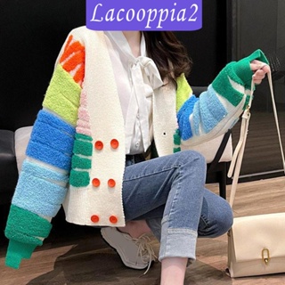 [Lacooppia2] เสื้อกันหนาว ผ้าถัก ทรงหลวม สวมใส่สบาย เหมาะกับฤดูใบไม้ร่วง ฤดูหนาว สําหรับผู้หญิง