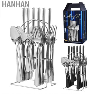 Hanhan 24pcs Hanging Flatware Set Eco Friendly Stainless Steel with Gift Box for Give Gifts