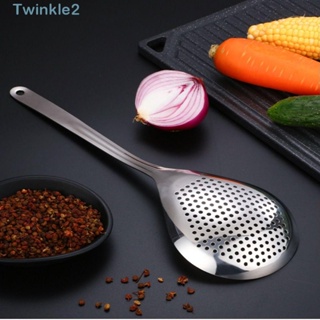 Twinkle ช้อนสเตนเลส ด้ามจับสบาย ขนาดใหญ่ สีเงิน สําหรับทําอาหาร ห้องครัว ร้านอาหาร 2 ชิ้น