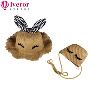Lveror หมวกกันแดด กระเป๋าถือ ลายกระต่าย แฟชั่นฤดูร้อน สําหรับเด็ก