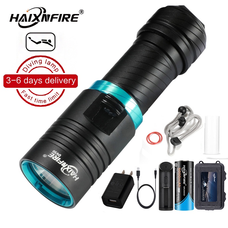 HaixnFire DV30 ไฟฉายดําน้ําดําน้ําใต้น้ําโคมไฟกันน้ํา 3000 Lumen Camping Light ไฟฉาย