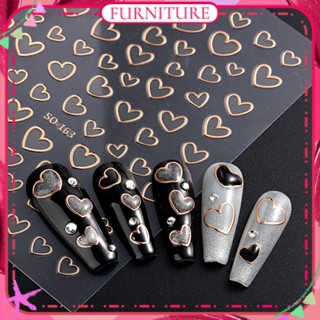 ♕ Nail Art Bronzing Love Shape สติกเกอร์ติดเล็บโลหะกระจกวิเศษภาษาฝรั่งเศสคำ Simple Hollow สติกเกอร์ Super Flash อุปกรณ์ทำเล็บเครื่องมือแต่งเล็บสำหรับร้านเล็บเฟอร์นิเจอร์