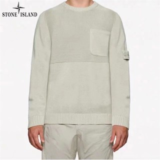 Stone Island ของแท้ 100% เสื้อคาร์ดิแกนกันหนาว คอกลม ผ้าถัก แบบสวมหัว สําหรับผู้ชาย