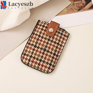 Lacyeszb Houndstooth กระเป๋าสตางค์ใบสั้น หนัง PU ทรงคลัทช์ ใส่บัตรได้ สไตล์เกาหลี แฟชั่นสําหรับสตรี