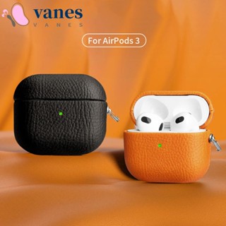 Vanes1 เคสหูฟังหนังนิ่ม ลายลิ้นจี่ พร้อมตะขอ กันตก กันน้ํา ใส่สบาย หรูหรา