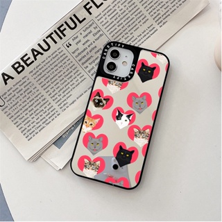 Casetify X เคสโทรศัพท์มือถือ PC แข็ง กันกระแทก ลายแมว สีเงิน กระจก สีดํา สําหรับ iPhone 15 14 13 12 11 Pro MAX IX XS MAX XR 6 6s 7 8 Plus