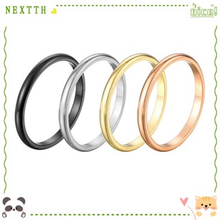 Nextth แหวนนิ้วมือ แบบบาง วางซ้อนกันได้ 2 มม. เครื่องประดับ สไตล์พังก์ สําหรับผู้หญิง