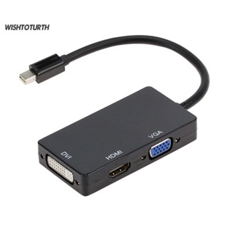 ☼Wt 3 in 1 อะแดปเตอร์สายเคเบิ้ล VGA DVI ขนาดเล็ก แบบพกพา