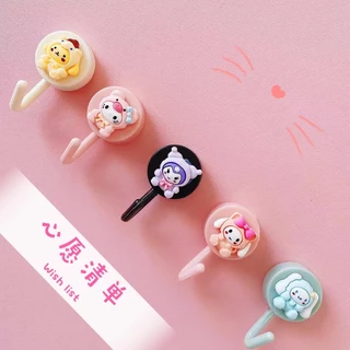Sanrio ตะขอติดผนัง ลายการ์ตูนน่ารัก Kuromi My Melody มีกาวในตัว แข็งแรง ไม่ต้องเจาะ ตะขอแขวน