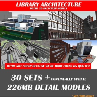 FULL HIGH QUALITY LIBRARY ARCHIETCTURE BUILDING DESIGN DETAIL SKETCHP 3D MODEL ARCHITECT ARCHITECTURE STUDENTS