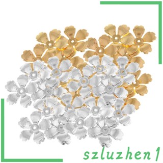 [Szluzhen1] ลูกปัดโลหะ ลายดอกไม้ สีทอง 32 มม. สําหรับสร้อยคอ สร้อยข้อมือ DIY 30 ชิ้น