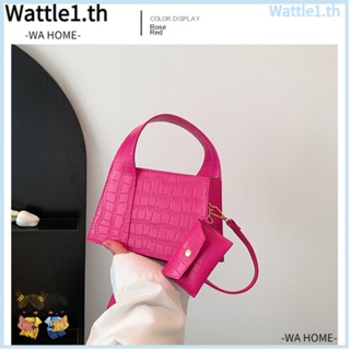 Wttle กระเป๋าสะพายไหล่ กระเป๋าถือ หนังสังเคราะห์ PU มีซิป สีพื้น สําหรับสตรี