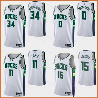 เสื้อกีฬาบาสเก็ตบอลแขนกุด ลายทีม Milwaukee Bucks Divincenzo Cousins Antetokounmpo Lopez YT3 NBA TY3