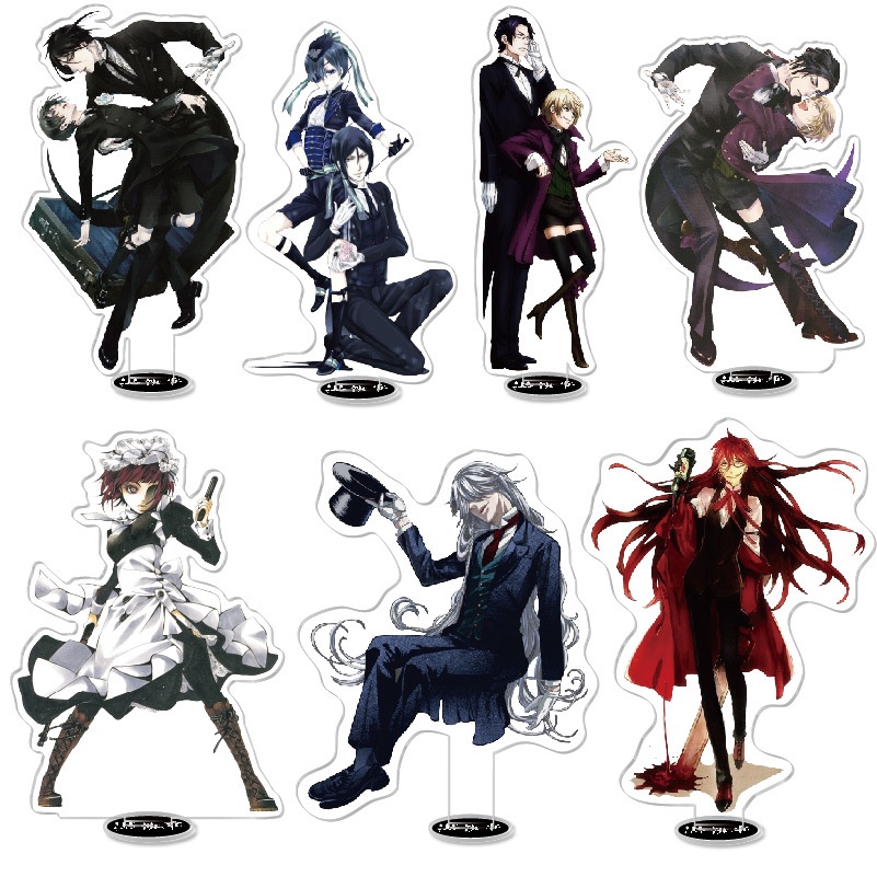 โมเดลฟิกเกอร์อะคริลิคตั้งโต๊ะ รูปคนลึกไขปริศนาลับ Sebastian Ciel Love สีดํา สําหรับตกแต่ง
