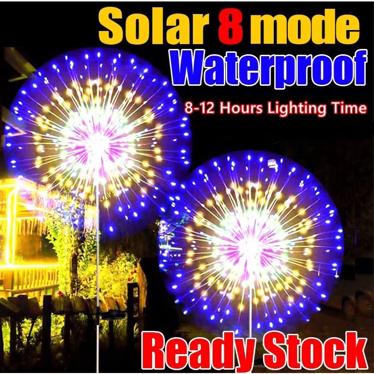 โคมไฟ Led 120 ดวง พลังงานแสงอาทิตย์ 8 โหมด กันน้ํา สําหรับตกแต่งสวน สนามหญ้า คริสต์มาส กลางแจ้ง