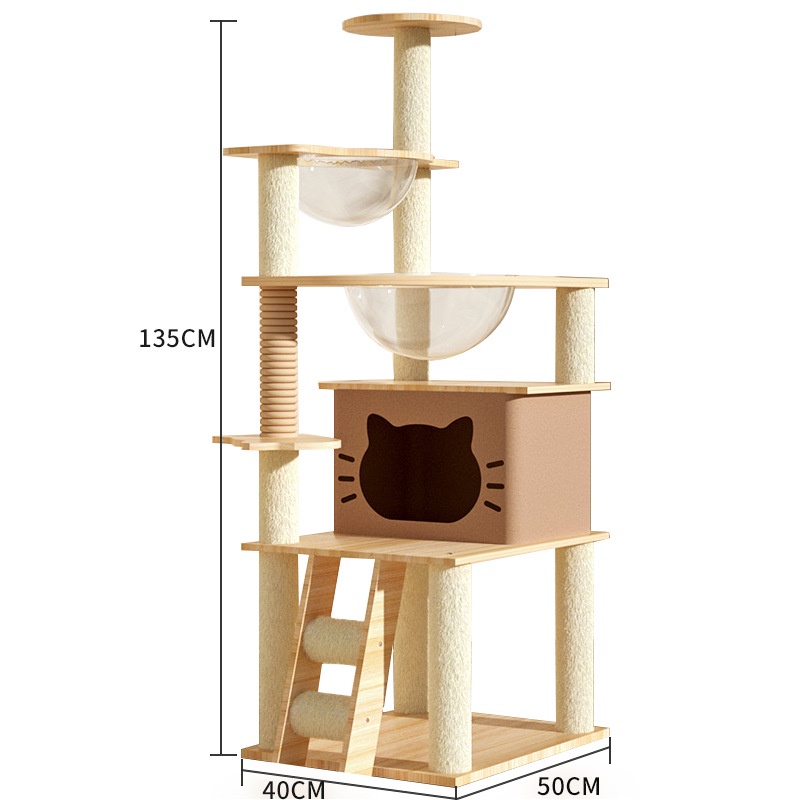  บ้านแมว คอนโดแมว คอนโดแมวไม้ ที่ลับเล็บแมว ของเล่นแมว เสาลับเล็บ สูง135CM