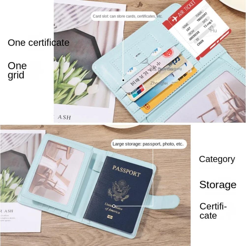 Ssunshine RFID ฝาครอบหนังสือเดินทาง, คลิปหนังสือเดินทางสร้างสรรค์มัลติฟังก์ชั่น, กระเป๋าใส่หนังสือเดินทางหนัง PU หลายใบ