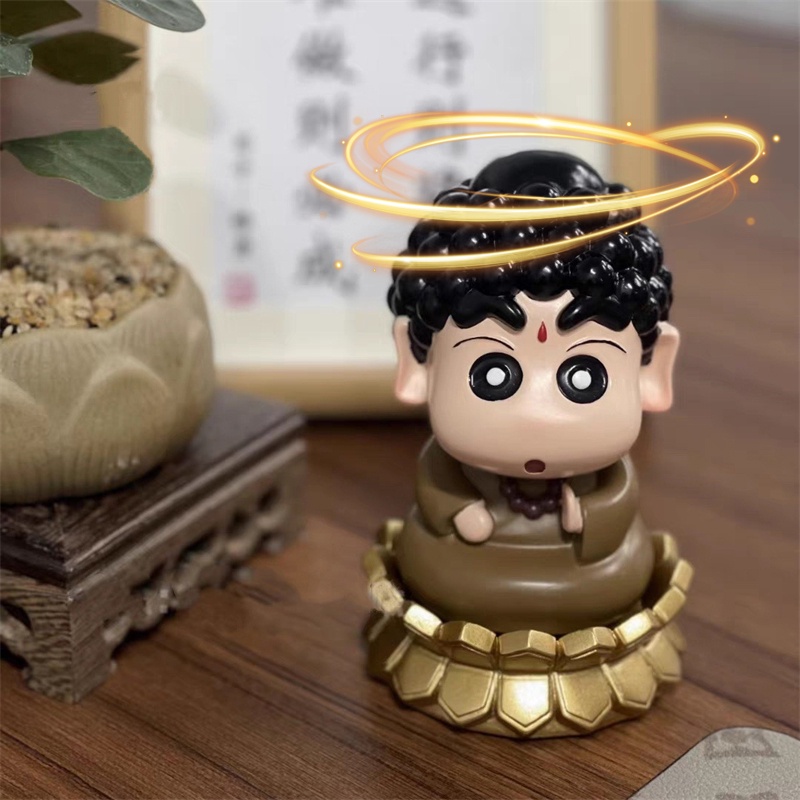 โมเดลฟิกเกอร์ PVC รูปปั้นการ์ตูนชินจัง พระพุทธรูป Nohara Shinnosuke ขนาด 10 ซม. สําหรับตกแต่งรถยนต์