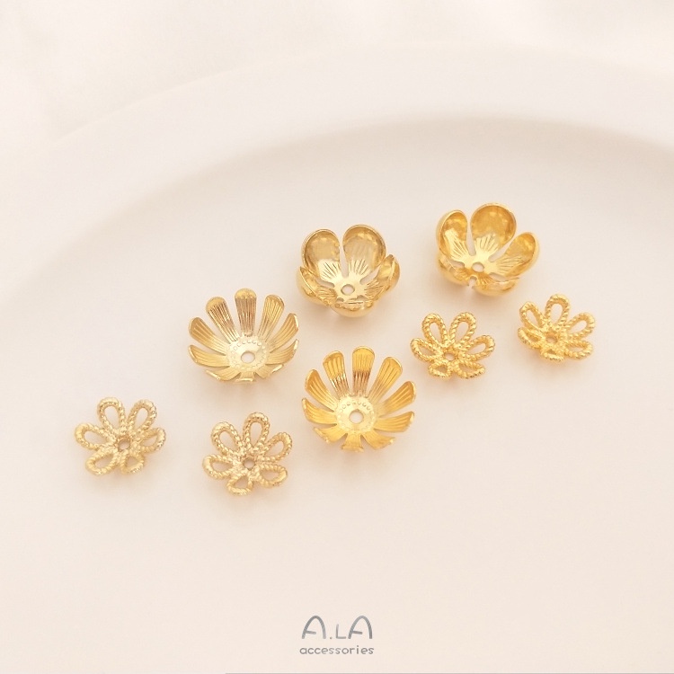 👍  ร้านค้าโรงงานเครื่องประดับ DIY 🏆ลูกปัดทอง 18K 14K รูปดอกเดซี่ ขนาดเล็ก แฮนด์เมด diy สําหรับทําเครื่องประดับ