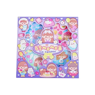 (100 ชิ้น/กล่อง) ชุดสติกเกอร์การ์ตูนเลเซอร์ สมุดโน้ต น่ารัก สติกเกอร์ DIY สําหรับเด็ก
