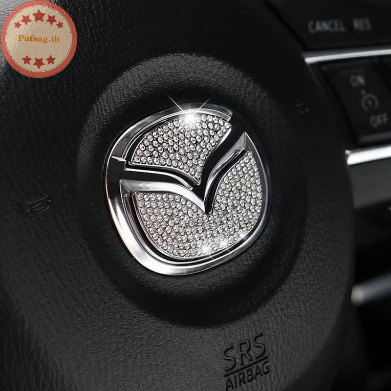 Pufang สติกเกอร์โลโก้เพชร ติดพวงมาลัยรถยนต์ สําหรับ Mazda 2 3 5 6 Axela TH