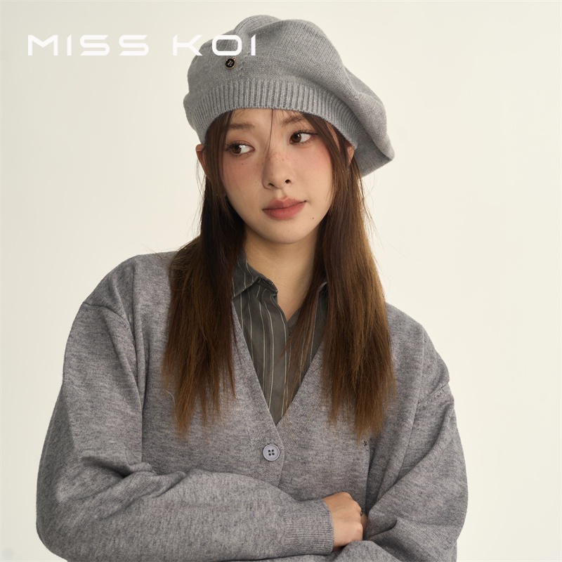 Misskoi [ คลังสินค ้ าพร ้ อม ] Beret ผู ้ หญิงสไตล ์ ใหม ่ หมวกผู ้ หญิงถักหมวกสไตล ์ ฤดูหนาวแสดงใบหน ้ าเล ็ กๆฤดูหนาวจิตรกรหมวกฤดูใบไม ้ ผลิฤดูใบไม ้ ร ่ วงสไตล ์ Newsboy หมวก