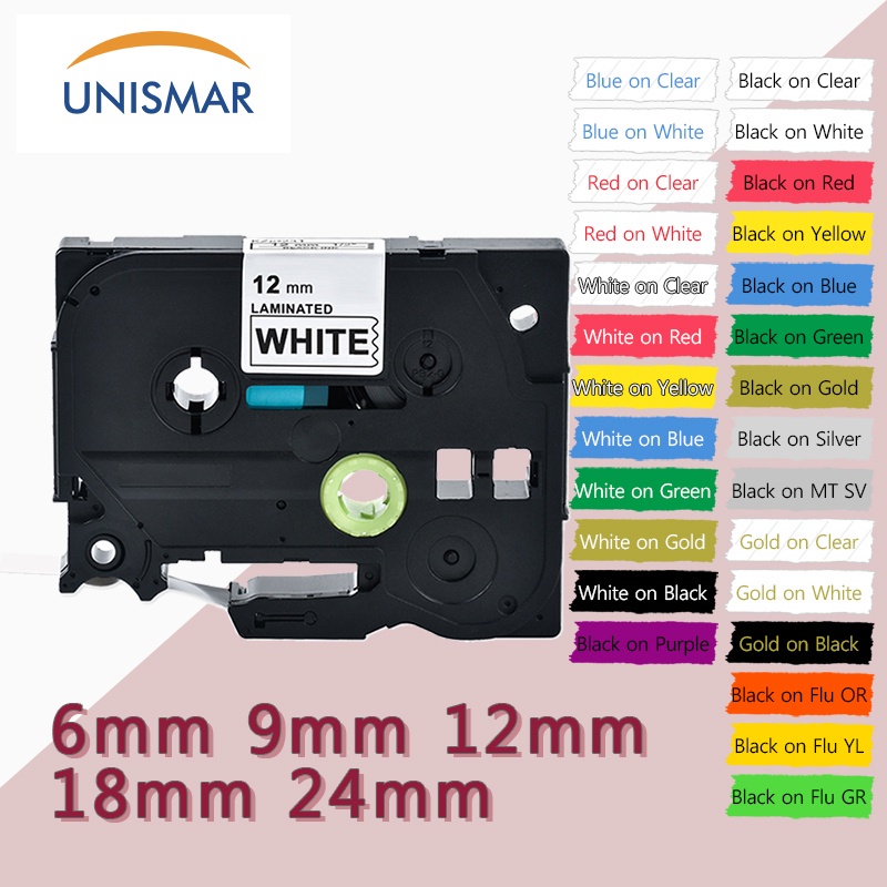เทปฉลากลามิเนต 6 9 12 18 24 มม. สําหรับเครื่องพิมพ์ฉลาก Brother TZe-231 tze231 tze131 PT-H110 PT-H10