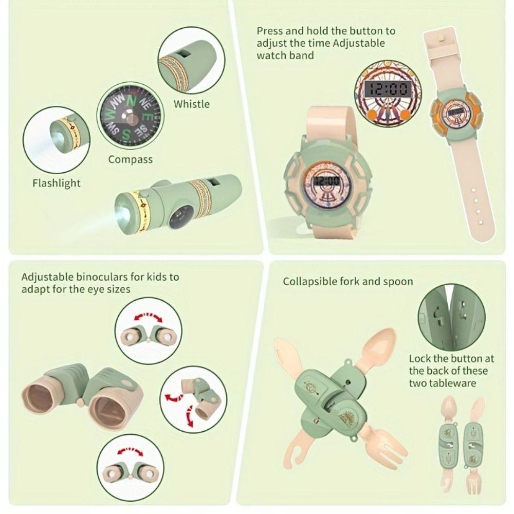 Lacyeszb ชุดของเล่นเต็นท์ ตั้งแคมป์ กางเต็นท์ป๊อปอัพ แคมป์ปิ้ง ของเล่นสํารวจธรรมชาติ กลางแจ้ง รวมบั๊กแคชเชอร์ ของเล่นแคมป์ปิ้ง ชุดผจญภัย สําหรับเด็ก ชุดตั้งแคมป์ เดินป่า ของเล่น