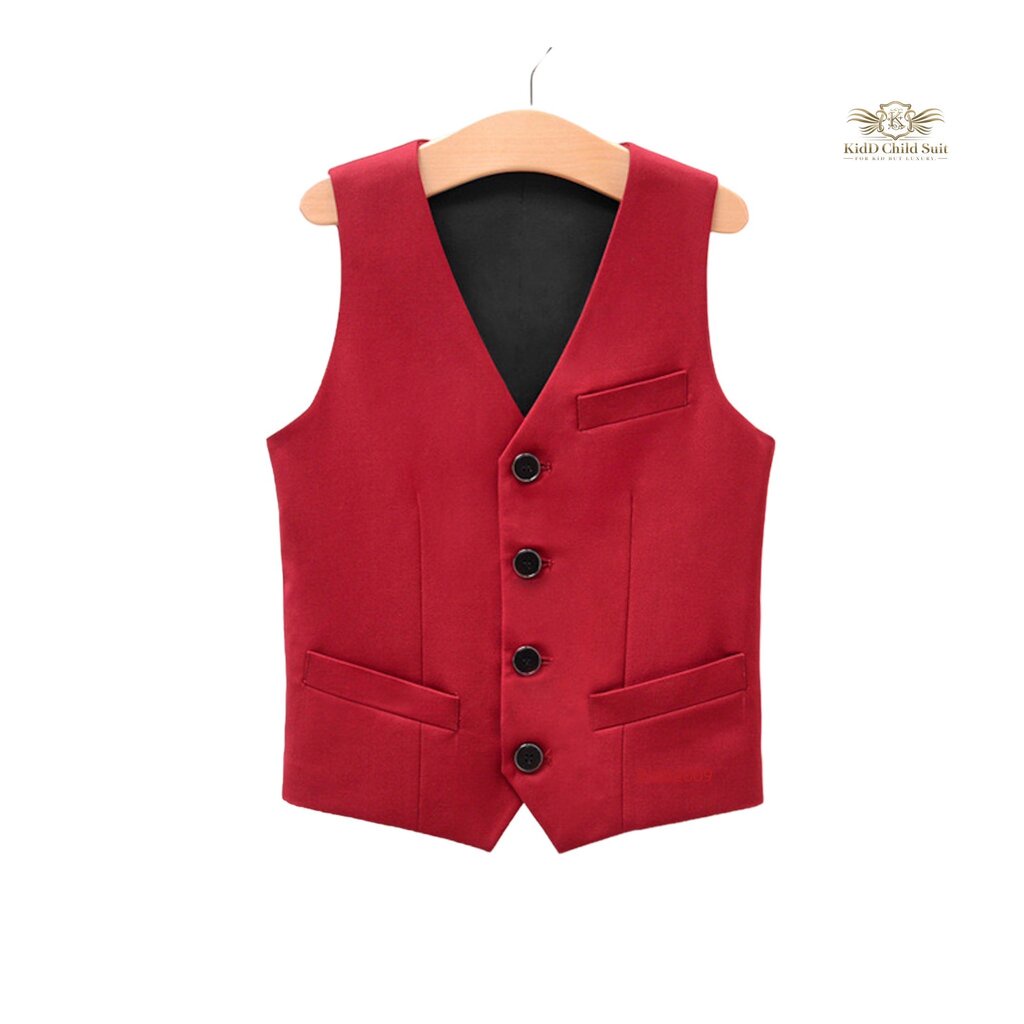 Red Boy Vest เสื้อกั๊กเด็ก สีแดง ขนาด 100, 110, 120, 130, 140, 150, 160, 170, 180 (ประมาณ 2-14 ปี)