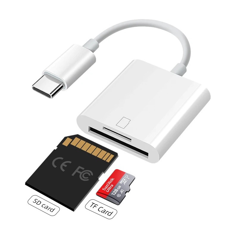 อะแดปเตอร์การ์ดรีดเดอร์ USB C เป็น TF SD Type C สําหรับโทรศัพท์มือถือ แท็บเล็ต แล็ปท็อป กล้องถ่ายรูป