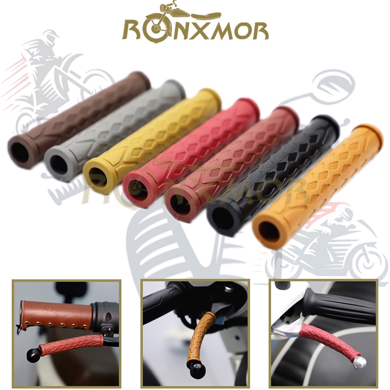 Ronxmor ใหม่ ปลอกแฮนด์มือจับยาง กันลื่น ไม่ทําลาย สําหรับรถจักรยานยนต์ 2 ชิ้น